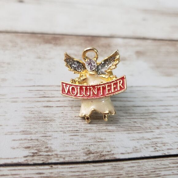 Pin / Brooch Gold Tone Angel with Volunteer Sign - A Few Marks - Picture 1 of 3